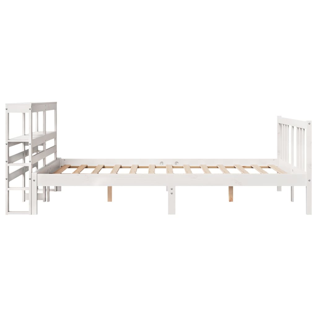 Estrutura de cama com cabeceira 160x200 cm pinho maciço branco