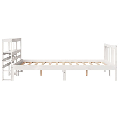 Estrutura de cama com cabeceira 160x200 cm pinho maciço branco