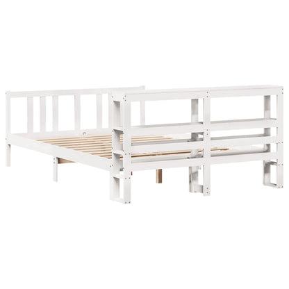 Estrutura de cama com cabeceira 160x200 cm pinho maciço branco