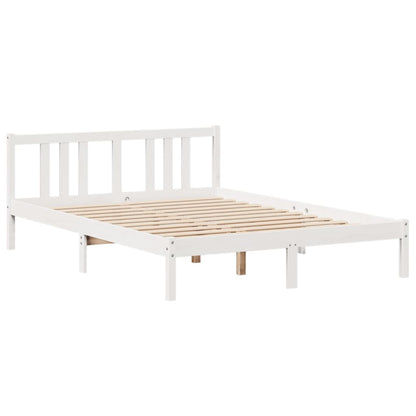 Estrutura de cama com cabeceira 160x200 cm pinho maciço branco