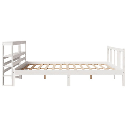 Estrutura de cama com cabeceira 200x200 cm pinho maciço branco