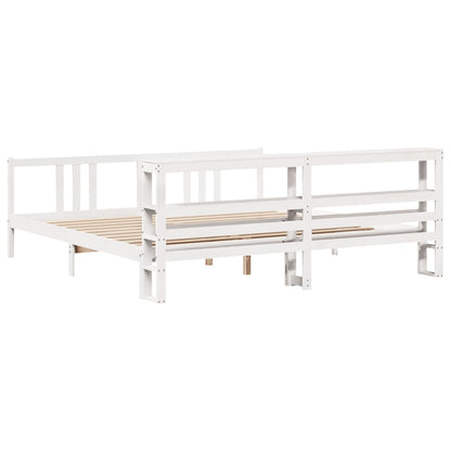 Estrutura de cama com cabeceira 200x200 cm pinho maciço branco