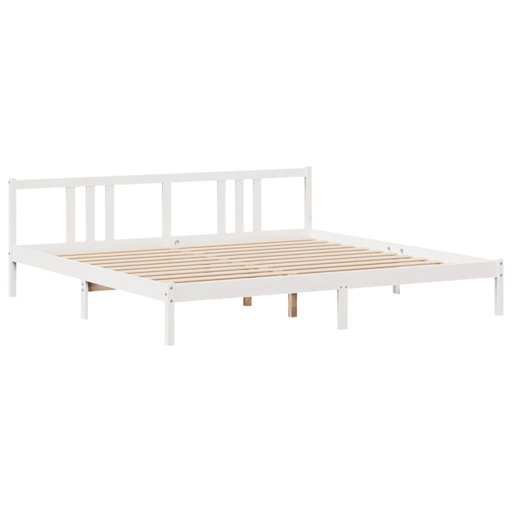 Estrutura de cama com cabeceira 200x200 cm pinho maciço branco