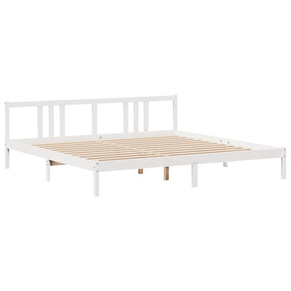 Estrutura de cama com cabeceira 200x200 cm pinho maciço branco