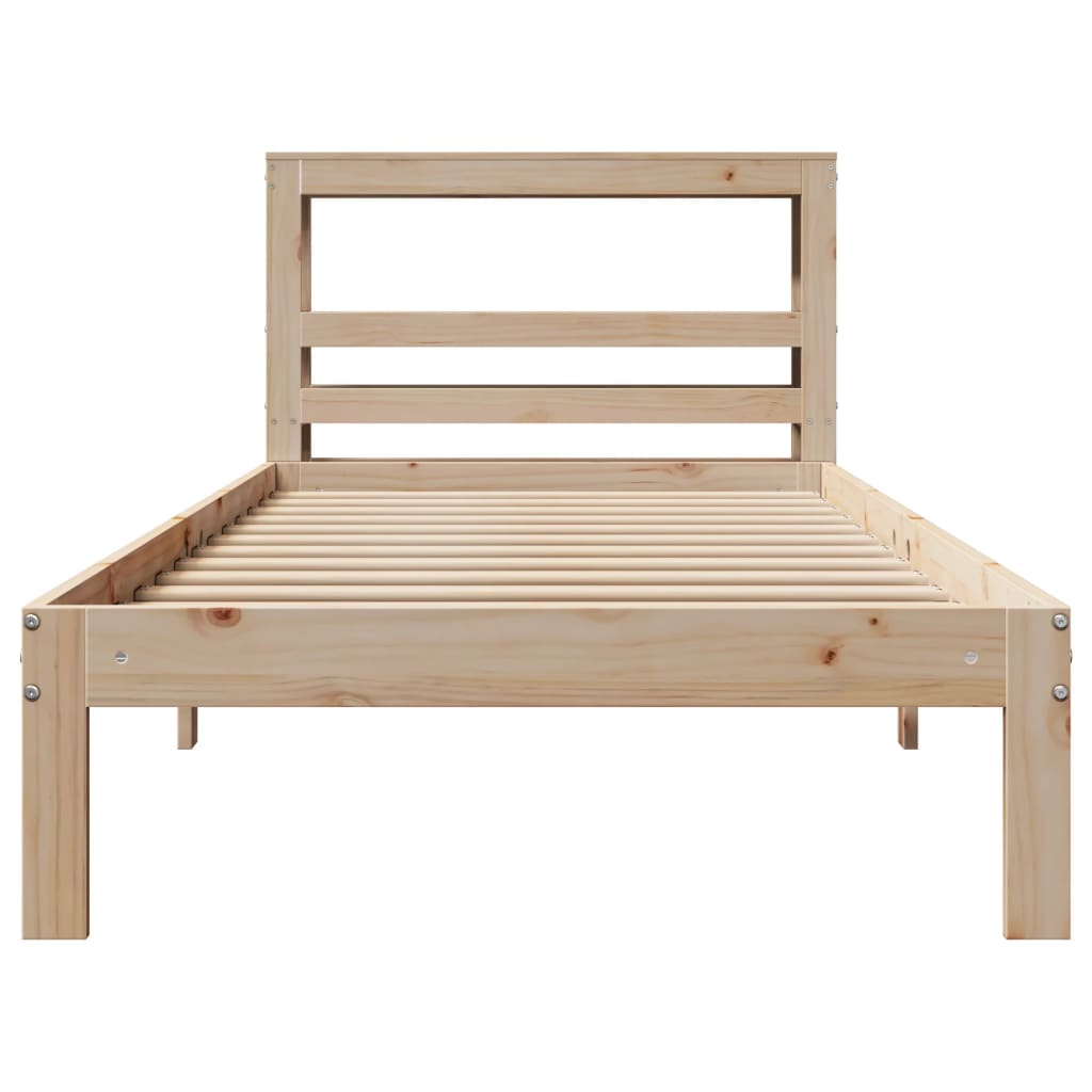 Estrutura de cama com cabeceira 75x190 cm pinho maciço