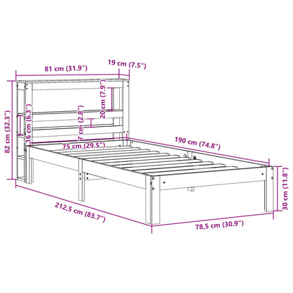 Estrutura cama c/ cabeceira 75x190 cm pinho maciço