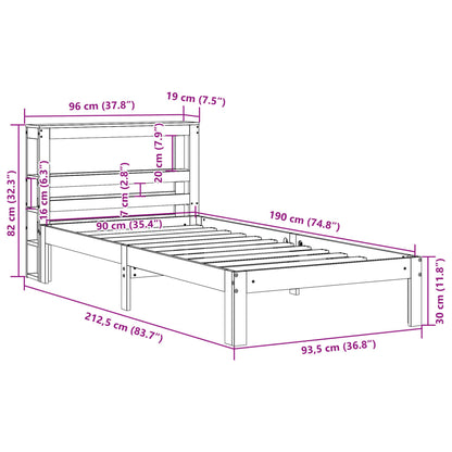 Estrutura de cama com cabeceira 90x190 cm pinho maciço