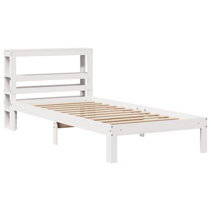 Estrutura de cama com cabeceira 90x190 cm pinho maciço branco