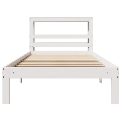 Estrutura de cama com cabeceira 90x190 cm pinho maciço branco