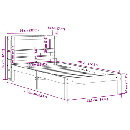 Estrutura de cama com cabeceira 90x190 cm pinho maciço branco