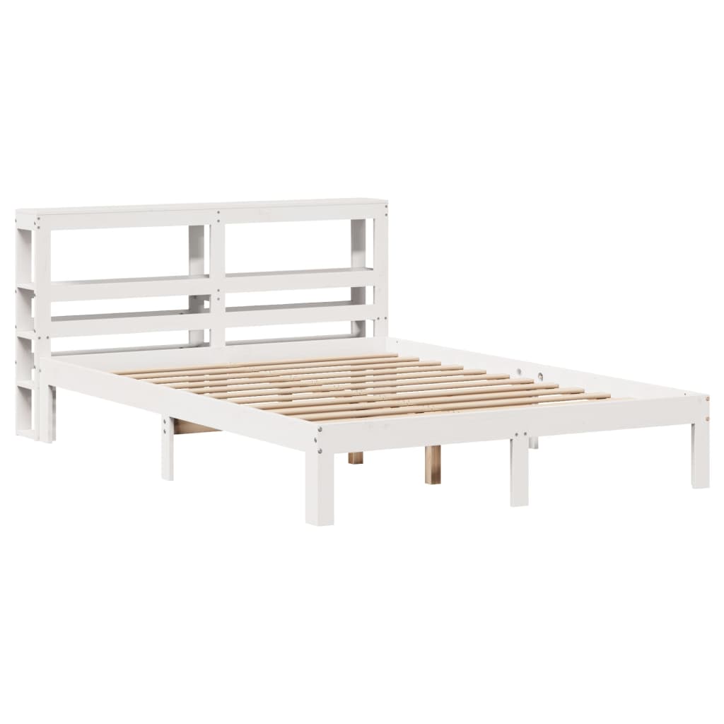 Estrutura cama c/ cabeceira 135x190 cm pinho maciço branco