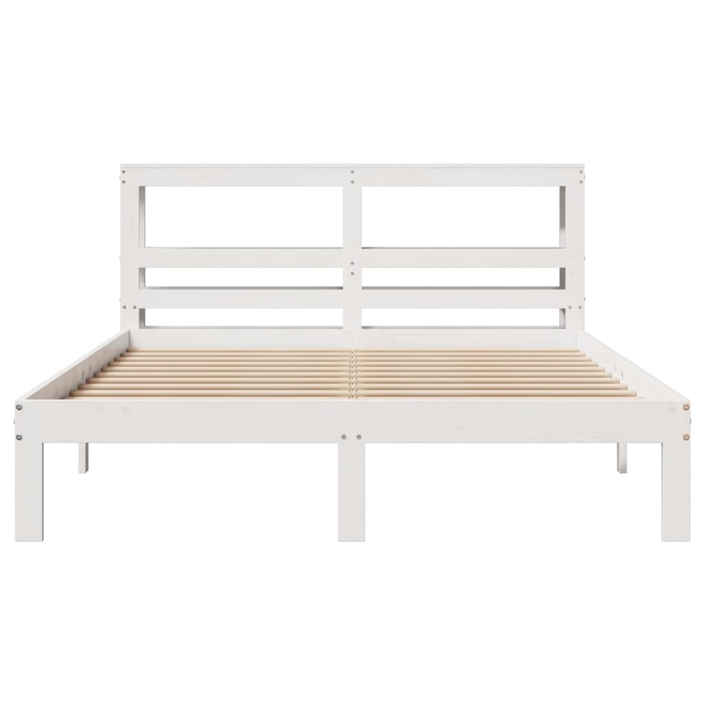 Estrutura cama c/ cabeceira 135x190 cm pinho maciço branco