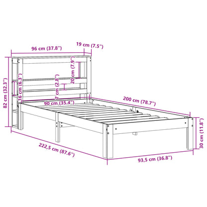 Estrutura de cama com cabeceira 90x200 cm pinho maciço