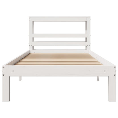 Estrutura de cama com cabeceira 90x200 cm pinho maciço branco