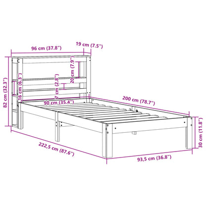 Estrutura de cama com cabeceira 90x200 cm pinho maciço branco