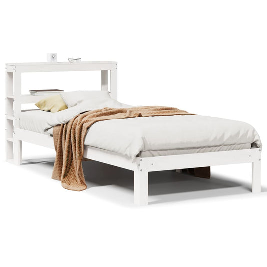 Estrutura de cama com cabeceira 90x200 cm pinho maciço branco