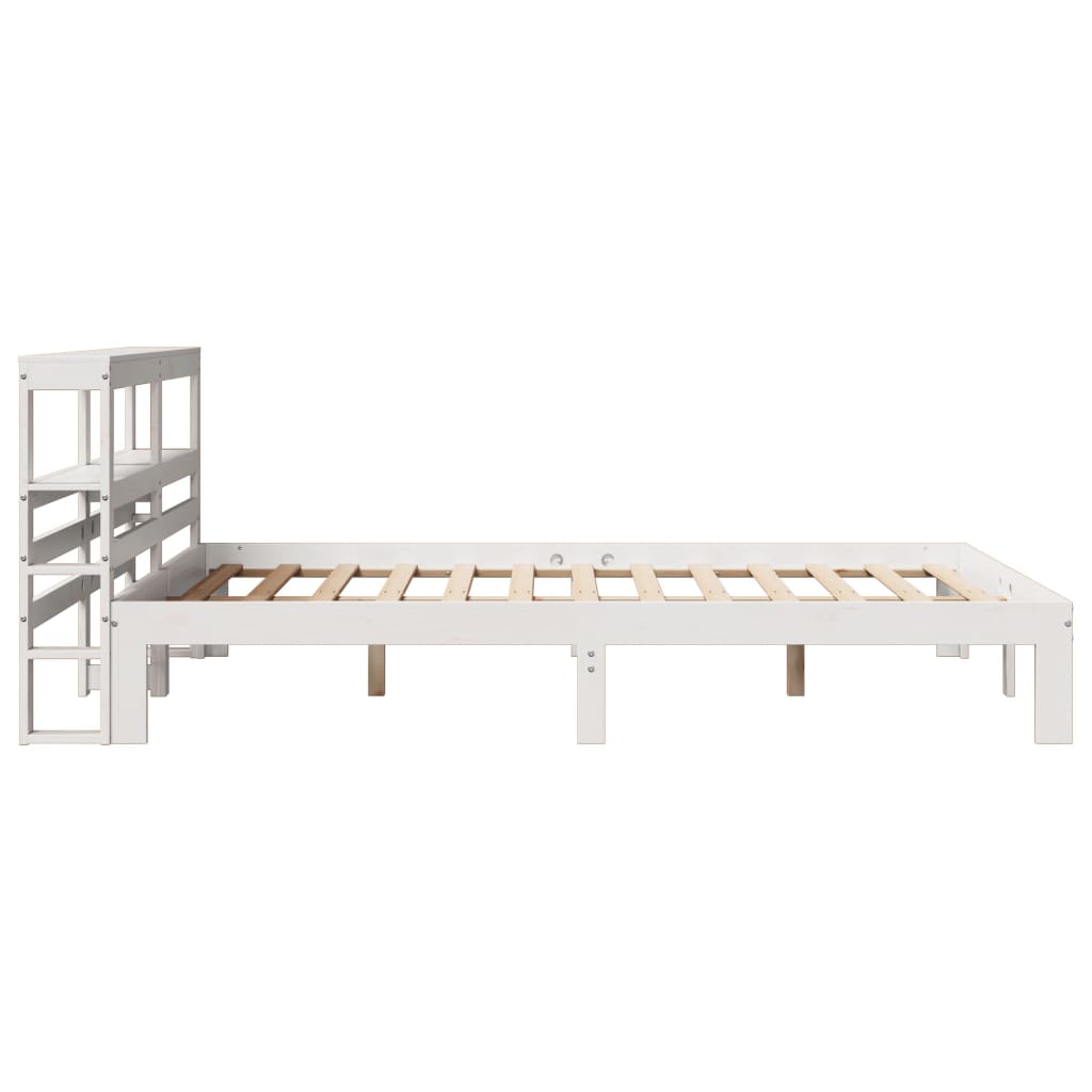 Estrutura de cama com cabeceira 120x200 cm pinho maciço branco