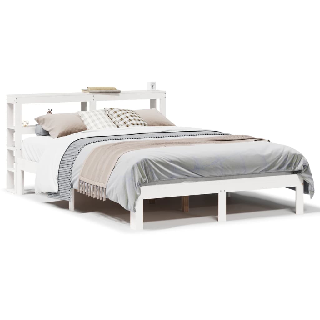 Estrutura de cama com cabeceira 120x200 cm pinho maciço branco