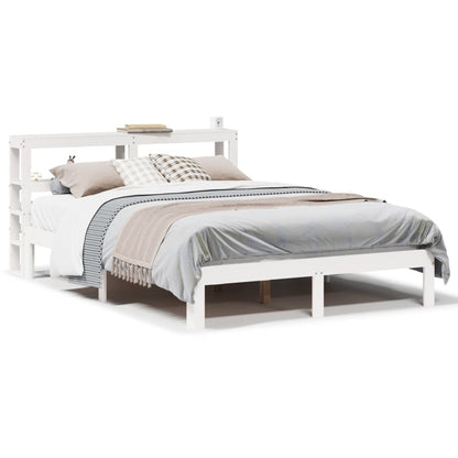 Estrutura de cama c/ cabeceira 150x200 cm pinho maciço branco