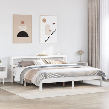 Estrutura de cama com cabeceira 180x200cm pinho maciço branco