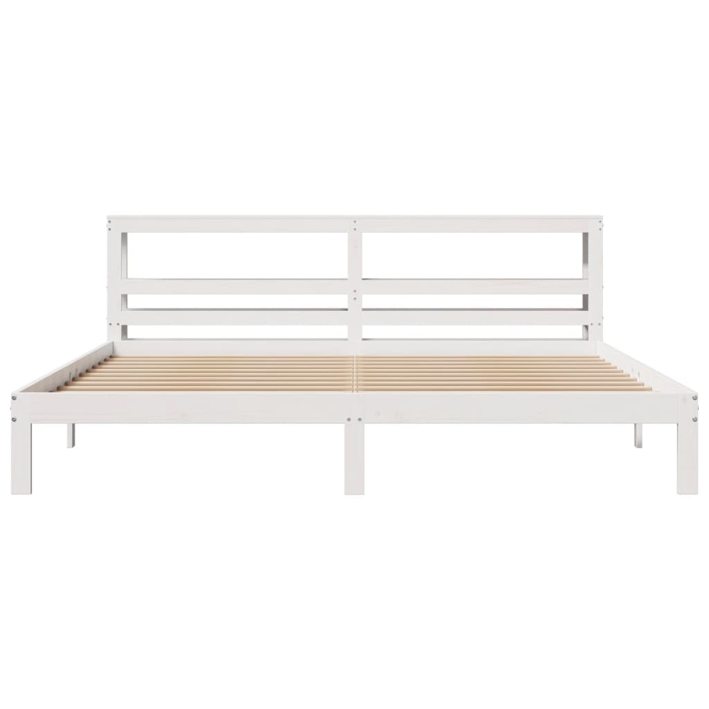 Estrutura de cama com cabeceira 180x200cm pinho maciço branco