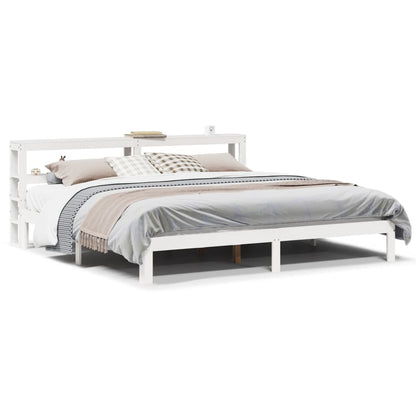 Estrutura de cama com cabeceira 180x200cm pinho maciço branco