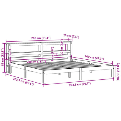 Estrutura de cama com cabeceira 200x200 cm pinho maciço