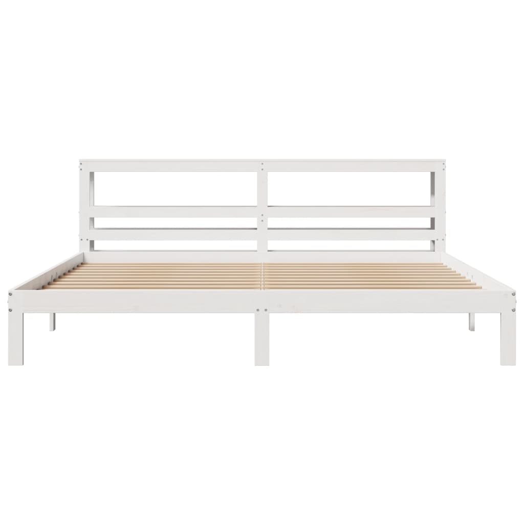 Estrutura de cama com cabeceira 200x200 cm pinho maciço branco