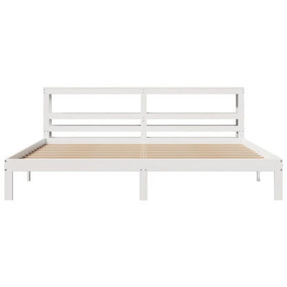 Estrutura de cama com cabeceira 200x200 cm pinho maciço branco