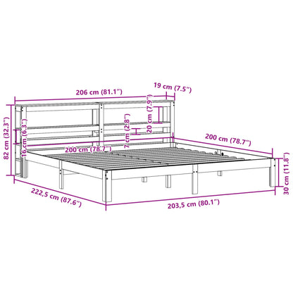 Estrutura de cama com cabeceira 200x200 cm pinho maciço branco