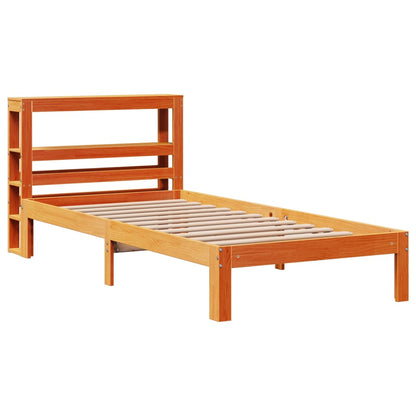 Cama sem colchão 75x190 cm madeira de pinho maciça castanho-mel