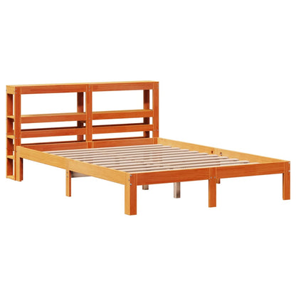 Cama sem colchão 135x190 cm madeira pinho maciça castanho-mel