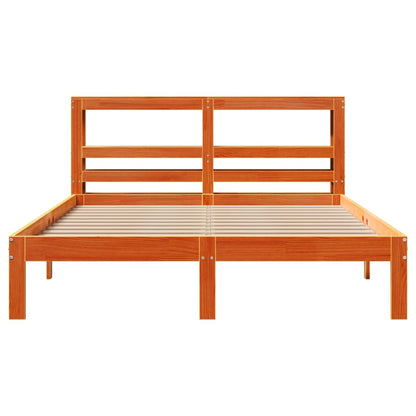 Cama sem colchão 135x190 cm madeira pinho maciça castanho-mel