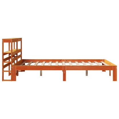 Cama sem colchão 135x190 cm madeira pinho maciça castanho-mel