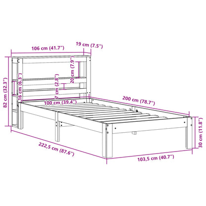 Cama sem colchão 100x200 cm pinho maciço castanho-mel