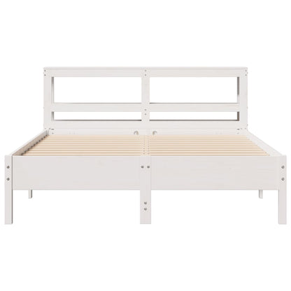 Cama sem colchão 160x200 cm madeira de pinho maciça branco