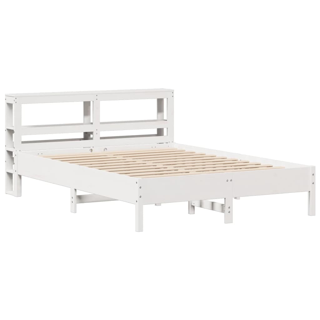 Cama sem colchão 150x200 cm madeira de pinho maciça branco