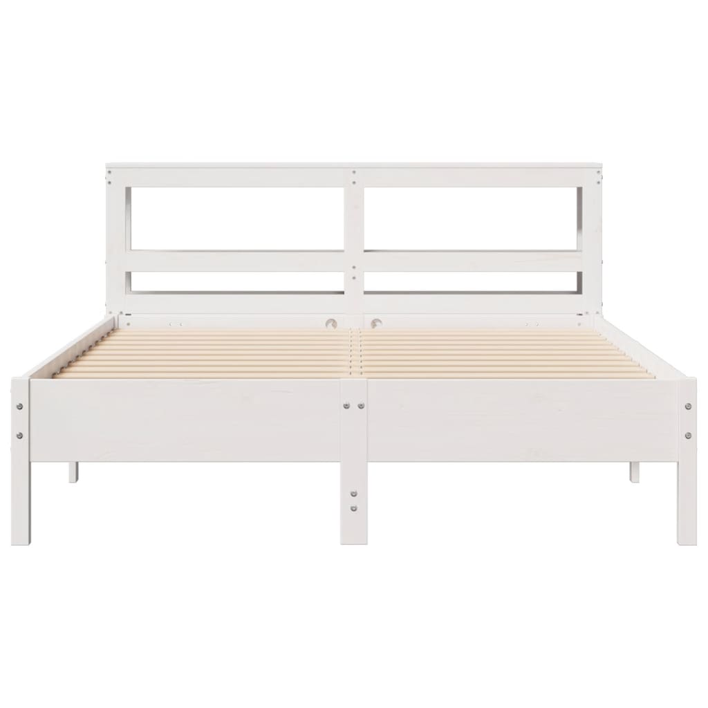 Cama sem colchão 150x200 cm madeira de pinho maciça branco