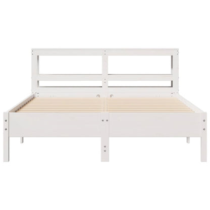 Cama sem colchão 150x200 cm madeira de pinho maciça branco