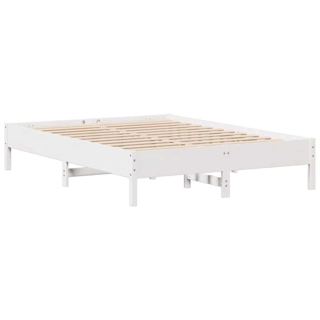 Cama sem colchão 150x200 cm madeira de pinho maciça branco