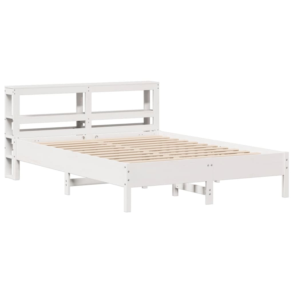 Cama sem colchão 140x200 cm madeira de pinho maciça branco