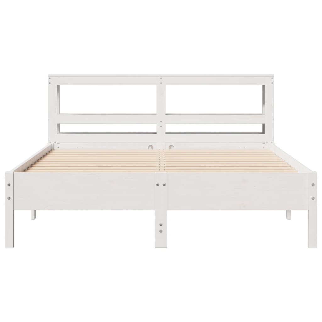 Cama sem colchão 140x200 cm madeira de pinho maciça branco