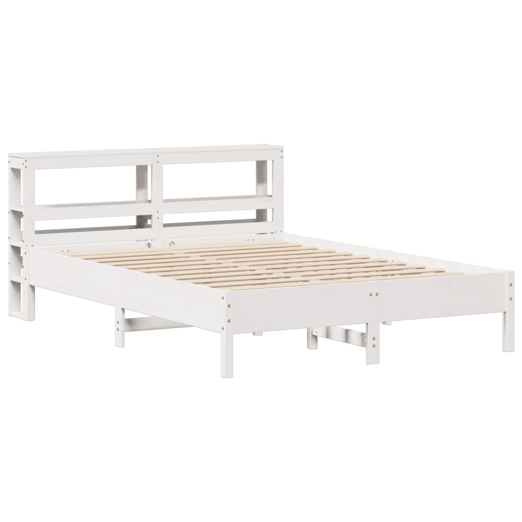 Cama sem colchão 140x190 cm madeira de pinho maciça branco