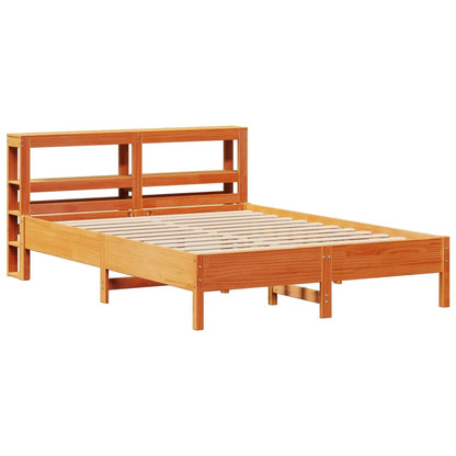 Cama sem colchão 140x190 cm pinho maciço castanho-mel