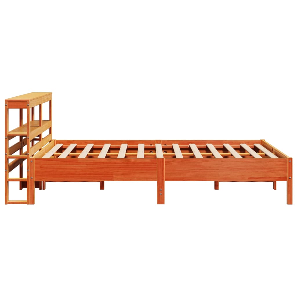 Cama sem colchão 140x190 cm pinho maciço castanho-mel