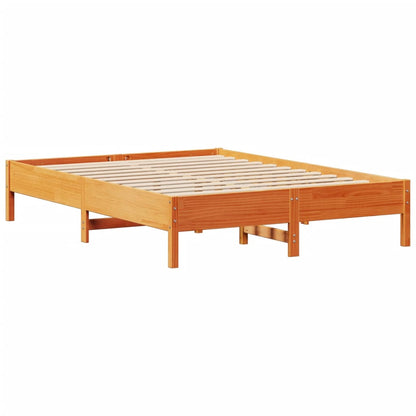 Cama sem colchão 140x190 cm pinho maciço castanho-mel