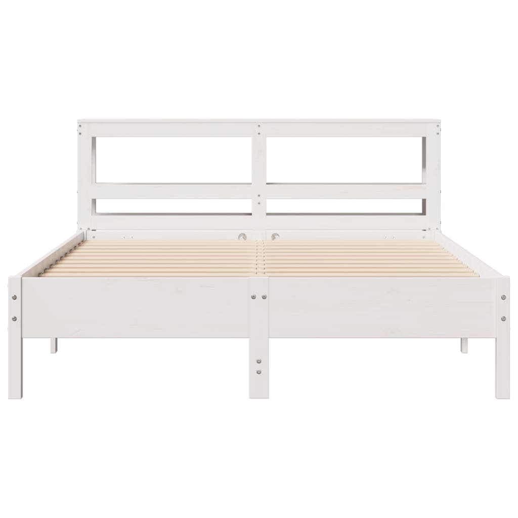 Cama sem colchão 135x190 cm madeira de pinho maciça branco