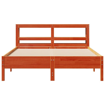 Cama sem colchão 135x190 cm madeira pinho maciça castanho-mel