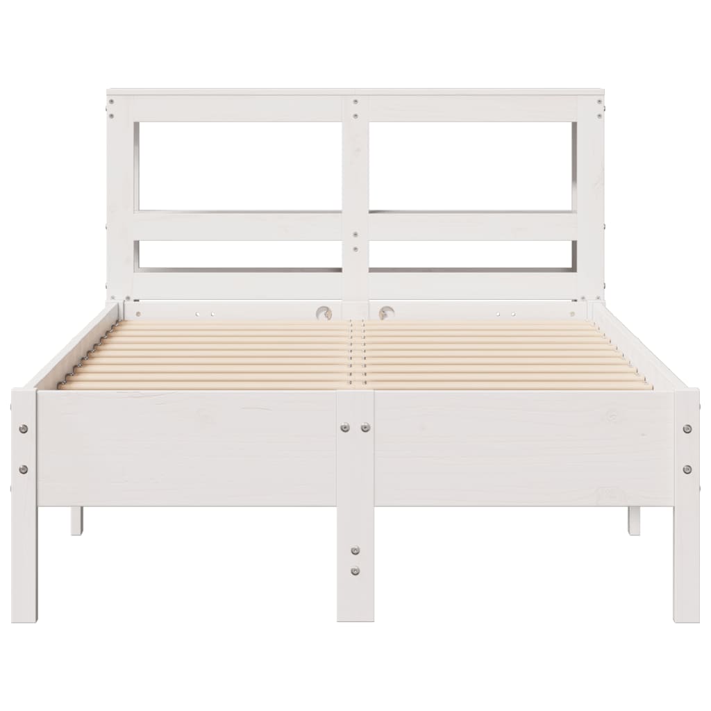 Cama sem colchão 120x190 cm madeira de pinho maciça branco