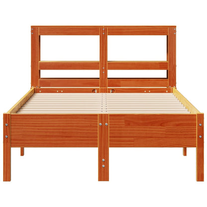 Cama sem colchão 90x190 cm madeira de pinho maciça castanho-mel